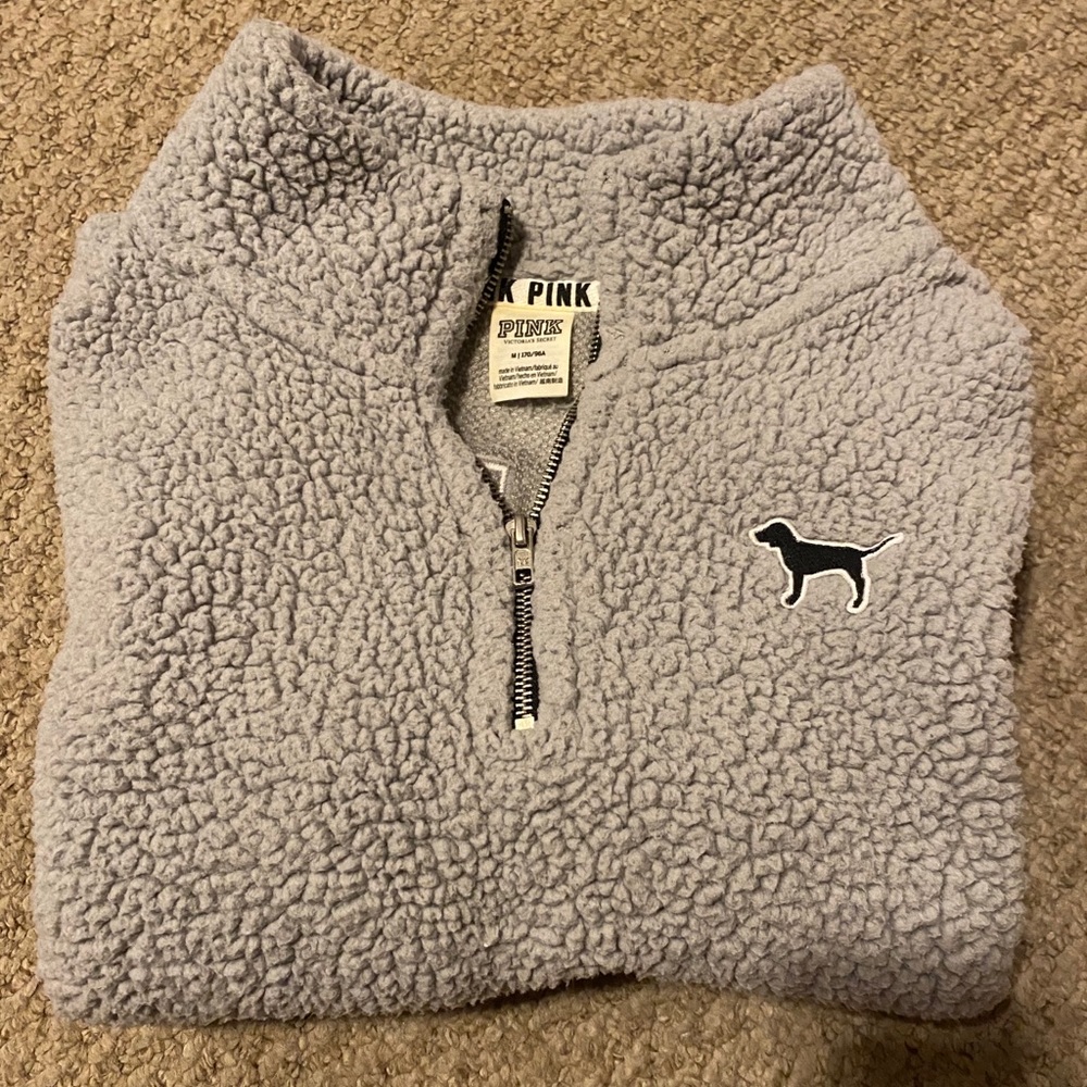 Grey quarter-zip sherpa from Victoria Secret Pink